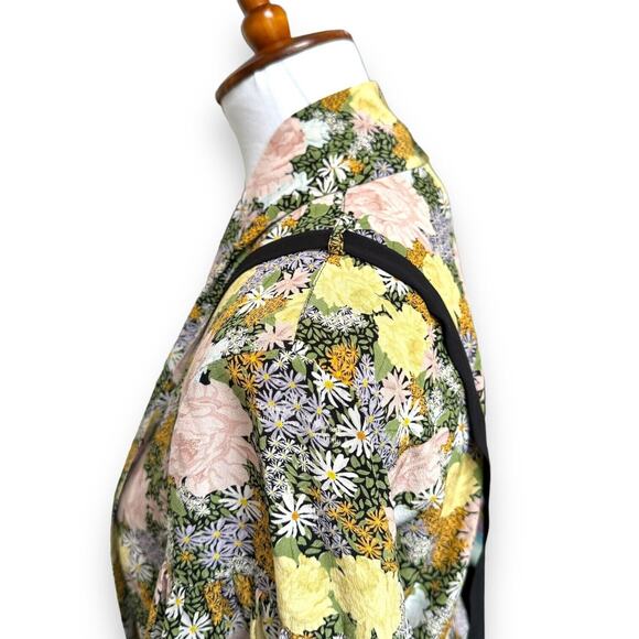 Rokh Womens Slit Frill Dress Multicolor Floral Short Sleeve Asymmetric S… - Picture 7 of 13